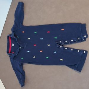 Ralph Lauren Outfit 12 M One Piece Blue with Logo Theme Snap Closure